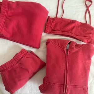Red Aritzia 4 Piece Sweatsuit❤️